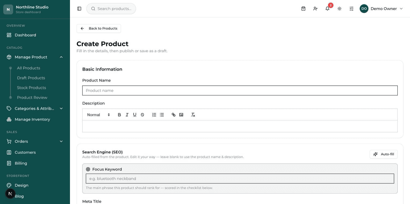 Adding a product
